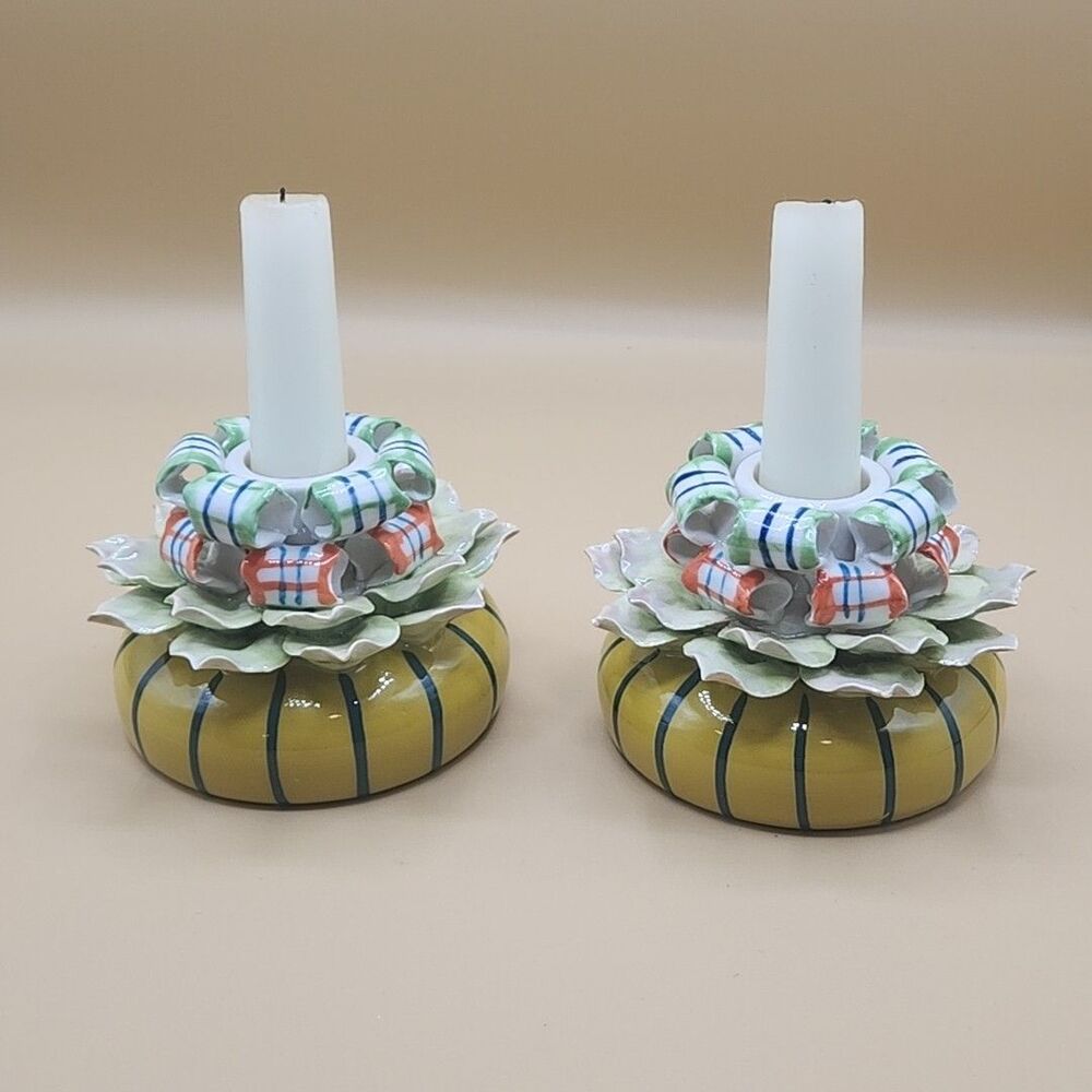 Porcelain Candle Holders Capodimonte Style Anthropologie Style Floral Whimsical